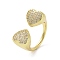 Brass Micro Pave Clear Cubic Zirconia Open Cuff Ring for Women, Golden, Inner Diameter: 18.6mm