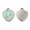 304 Stainless Steel Enamel Pendants, Heart with Moon & Star Charm, Stainless Steel Color, 11x10x1mm, Hole: 1.6mm