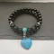 Natural TaiWan Jade Heart Charm Bracelets, Natural Lava Rock Beads Stretch Bracelet Set Jewelry for Women