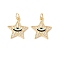 Brass Micro Pave Clear Cubic Zirconia Pendants, with Jump Rings and Enamel, Cadmium Free & Lead Free, Real 18K Gold Plated, Long-Lasting Plated, Star with Eye, Pale Turquoise, 17.5x16x2mm, Hole: 3mm