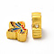 Rack Plating Alloy Beads, with Double-Sided Different Enamel, Colorful Butterfly, Matte Gold Color, 12x10x4mm, Hole: 1.6mm