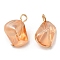 Glass Pendants, with Golden Brass Loops, Polygon Charms, PeachPuff, 19~20x16.5x11.5~12mm, Hole: 2~2.2mm