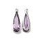 Platinum Brass Pendant, with Glass, Teardrop Charms, Medium Aquamarine, 18.5x6x4mm, Hole: 0.9mm