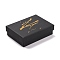 Hot Stamping Cardboard Jewelry Packaging Boxes, with Sponge Inside, for Rings, Small Watches, Necklaces, Earrings, Bracelet, Rectangle, Black, 9.2x7x2.7cm