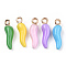 Alloy Enamel Pendants, Cadmium Free & Nickel Free & Lead Free, Light Gold, Hot Horn of Plenty/Italian Horn Cornicello Charms, Mixed Color, 21x6x6mm, Hole: 2mm