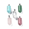 Natural & Synthetic Mixed Gemstone Pointed Pendants, Bullet charms with Stainless Steel Color Plated 201 Stainless Steel Snap on Bails, 26x10.5mm, Hole: 7x3.5mm