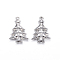 Tarnish Resistant 201 Stainless Steel Pendants, Christmas Trees, Stainless Steel Color, 20x14x3.5mm, Hole: 1.5mm