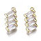 Brass Inlaid Clear Cubic Zirconia Pendants, Cadmium Free & Nickel Free & Lead Free, Rectangle, Golden, 19x8x2.5mm, Hole: 1.2mm
