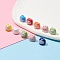 10Pcs Handmade Kitten Printed Porcelain Beads, Cat Head, Mixed Color, 8~9x9~10x9~10mm, Hole: 1.8mm