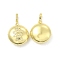 Brass Micro Pave Clear Cubic Zirconia Locket Pendants, Light Gold Tone Flat Round with Human Charms, Cadmium Free & Lead Free, Girl Pattern, 20x18x8.5mm, Hole: 5.5x3mm, Inner Diameter: 15mm