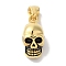 Ion Plating(IP) 304 Stainless Steel Pendants, with Enamel, Skull Charm, Golden, 19x9x9mm, Hole: 6.5x5mm