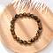 Natural Tiger Eye Round Beaded Stretch Bracelets, Inner Diameter: 2 inch(5.2cm), Beads: 8mm