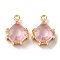 Real 18K Gold Plated Brass Micro Pave Cubic Zirconia Charms, Cadmium Free & Nickel Free & Lead Free, Teardrop, Pink, 11x8x3.5mm, Hole: 0.9mm