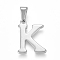 Non-Tarnish 304 Stainless Steel Pendants, Stainless Steel Color, Initial Letter.K, 20x15x1.8mm, Hole: 3x7mm