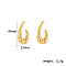 Stylish 304 Stainless Steel C-Shaped Stud Earrings, Real 18K Gold Plated, 45x32mm