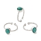 Natural Amazonite Open Cuff Ring, with Brass Findings, Oval, Inner Diameter: 18~18.7mm