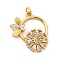 Brass Micro Pave Cubic Zirconia Pendants, Ring with Bees & Flower Charms, Lead Free & Cadmium Free, Long-Lasting Plated, Rack Plating, Real 18K Gold Plated, 21.5x19x4mm, Hole: 3mm
