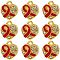 Alloy Rhinestone Pendants, with Enamel, Heart with Silk Ribbon, Aids Awareness Ribbon, Light Gold, 11x9.5x3mm, Hole: 1.5mm, 30pcs/box