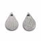 Non-Tarnish 304 Stainless Steel Pendants, Stamping Blank Tag, Laser Cut, Double Side Drawbench Effect, Teardrop, Stainless Steel Color, 7x5x1mm, Hole: 1.8mm