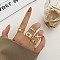 6Pcs Alloy with Plastic Pearl Finger Rings, Golden, Butterfly, Inner Diameter: 16~19mm