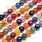 Dyed Natural Agate Faceted Round Beads Strands, Colorful, 10mm, Hole: 1mm, about 38pcs/strand, 15 inch