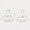 Brass Charms, Nickel Free, Real Platinum Plated, Eye, 11.5x13x1mm, Hole: 1mm