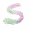 Transparent Glass Bead Strands, Segmented Multi-color Beads, Triangle, Light Green, 4.5x4x3.5mm, Hole: 1mm, about 134~137pcs/strand, 13.27~13.39''(33.7~34cm)