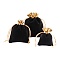 30Pcs 3 Style Rectangle Velvet Jewelry Bag, Black, 9~14x7~11cm, 10pcs/style