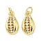 Brass Micro Pave Cubic Zirconia Pendants, Shell Shape, Long-Lasting Plated, Cadmium Free & Lead Free, Rack Plating, with Jump Ring, Real 18K Gold Plated, 15x8x3mm, Hole: 3.3mm