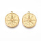 304 Stainless Steel Pendants, Ion Plating(IP), Oval with Star Charms, Real 18K Gold Plated, 22.5x18.5x2mm, Hole: 1.5mm