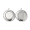 Brass Locket Pendants, Photo Frame Charms for Necklaces, Long-Lasting Plated, Cadmium Free & Nickel Free & Lead Free, Flat Round, Platinum, 35.5x32.5x6mm, Hole: 2.1mm, Inner Diameter: 20mm