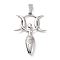 Non-Tarnish 304 Stainless Steel Manual Polishing Big Pendants, Triple Moon Goddess Charms, Stainless Steel Color, 51x36x6.5mm, Hole: 4.5x10mm