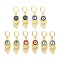 Rack Plating Brass Dangle Earrings for Women, Cadmium Free & Lead Free, Long-Lasting Plated, Evil Eye, Mixed Color, 63x18.5mm
