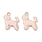 Alloy Enamel Pendants, Light Gold, Dog, Pink, 19x16x2mm, Hole: 2mm