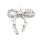 Brass Pave Clear Cubic Zirconia Pendants, Cadmium Free & Nickel Free & Lead Free, Bowknot, Platinum, 20.5x20.5x4mm, Hole: 1mm