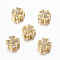 Rack Plating Brass Micro Pave Cubic Zirconia Beads, Flower, Real 18K Gold Plated, Mixed Color, Mixed Color, 8x5mm, Hole: 1.5mm
