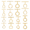16Pcs 8 Styles Brass Toggle Clasps, Mixed Shapes, Real 18K Gold Plated, Ring: 12.5~19.5x9~14.5x1.5~3mm, Hole: 1~2.5mm, Bar: 14.5~22x3.5~6x1.2~3mm, Hole: 1~2.5mm, 2pcs/style