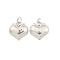 Fine Silver Charms with Jump Rings, Silver Color Plated, Heart, 10x10x5mm, Hole: 3.5mm