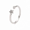 Clear Cubic Zirconia Star Open Cuff Ring, Brass Jewelry for Women, Cadmium Free & Lead Free, Platinum, Inner Diameter: 16mm