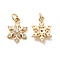 Rack Plating Brass Micro Pave Cubic Zirconia Charms, Long-Lasting Plated, Cadmium Free & Lead Free, with Jump Ring, Snowflake Charm, Real 14K Gold Plated, 15x11.5x4mm, Hole: 3.5mm