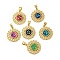 Brass Pendants Micro Pave Cubic Zirconia Pendants, Cadmium Free & Lead Free, with Enamel & Shell, Real 18K Gold Plated, Flower, Mixed Color, 20.5x18.5x2.5mm, Hole: 5x4mm