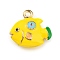Marine Animal Alloy Enamel Pendants, Golden, Fish, 14x15x5mm, Hole: 1.6mm