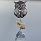 Glass Teardrop Hanging Suncatchers, Rainbow Maker, with Metal Owl Link, for Home Window Decoration, Gold, 350mm