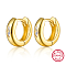 925 Sterling Silver Micro Pave Cubic Zirconia Hoop Earrings, with 925 Stamp, Real 18K Gold Plated, 10x3mm