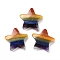 Chakra Natural Mixed Stone Beads, Assembled Natural Amethyst & Green Aventurine & Lapis Lazuli & Carnelian/Red Agate & Red Aventurine & Red Jasper, Half Drilled, Star, 29.5x31x8mm, Hole: 1mm