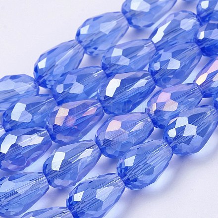 Стеклянные бусины с гальваническим покрытием  EGLA-D015-15x10mm-12A-1