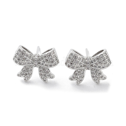 Серьга-гвоздик из латуни с микропаве из кубического циркония EJEW-C081-32P-1
