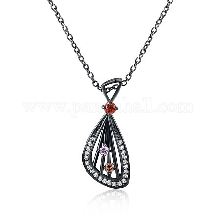 Модные латунные микро проложить циркония кулон ожерелья NJEW-BB34096-1