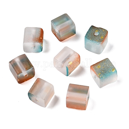 Матовые стеклянные бусины с золотистой блестящей пудрой X1-DGLA-NH001-8mm-01F-1