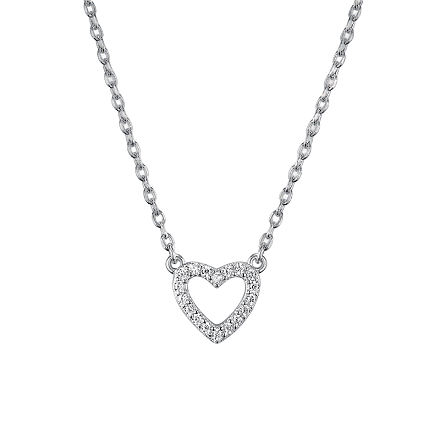 Серебряное колье s925 с микроинкрустацией цирконом в форме сердца KV2333-1